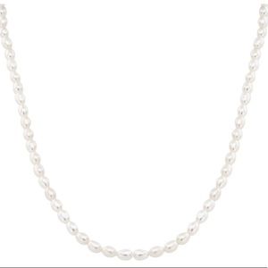 White Lustrous Irregular natural freshwater pearl necklace sterling silver 16”